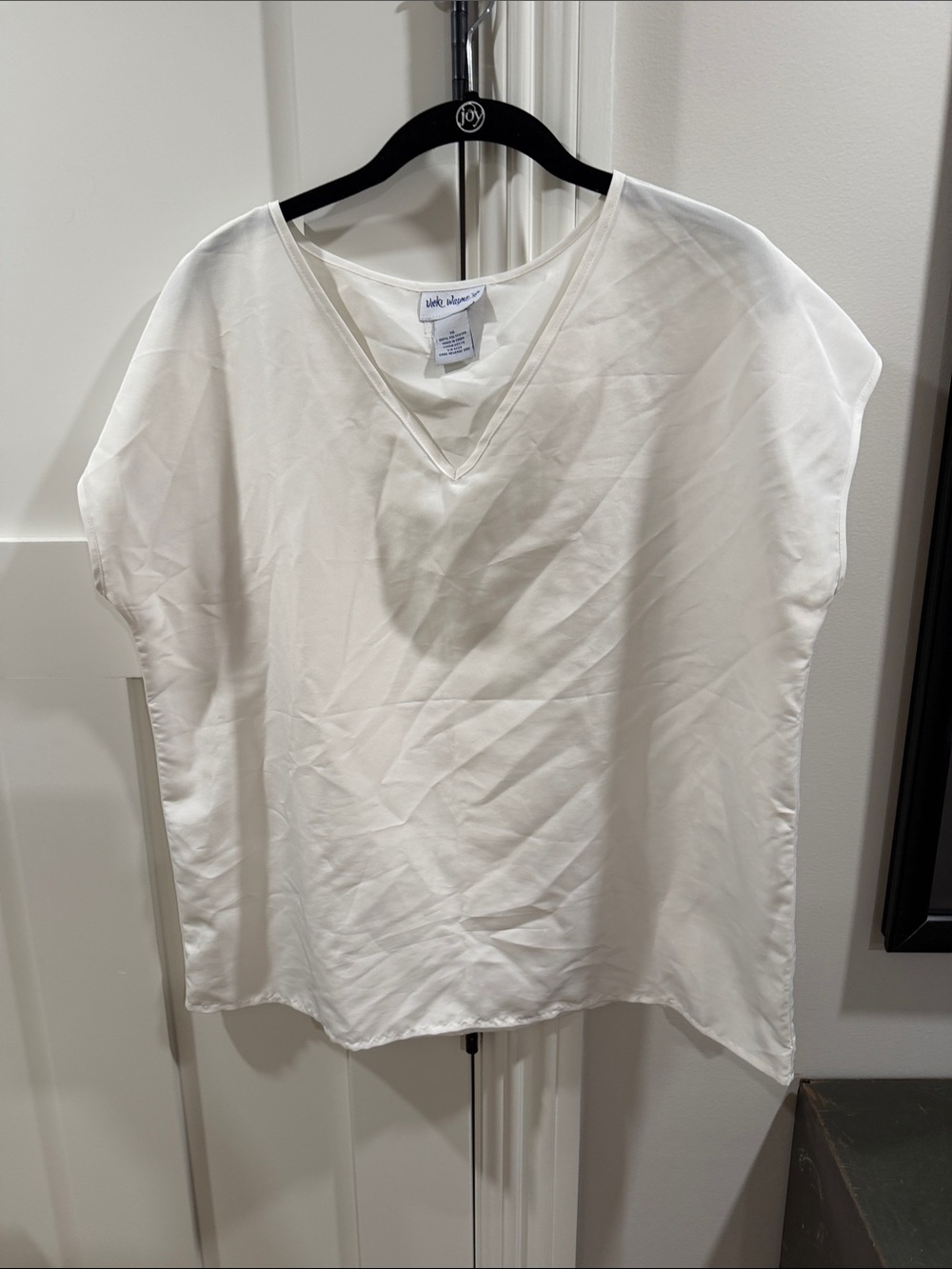 White V-Neck Blouse by Vicki Wayne